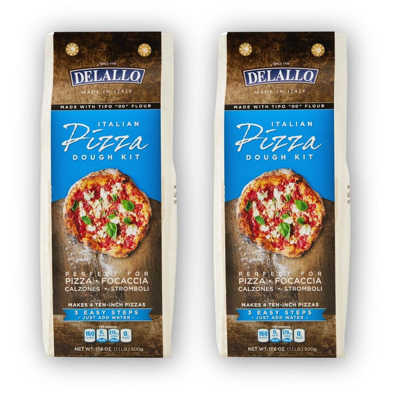 DeLallo, Italian Pizza Dough Kit, Pizza Crust Mix for Garlic Knots, Calzones, and Breadsticks, 00 Superfine Flour, Includes Instant Yeast Packet, Non-GMO, 17.6 oz Bag, (2 Pack) - Image 1